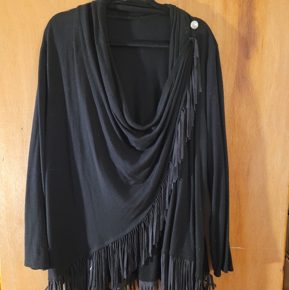 Wrap Cardigan With Fringe
